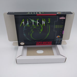 Alien 3 - Vervangende doos met optie voor binnenlade - PAL- of NTSC-regio - SNES - dik karton. Topkwaliteit !!