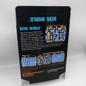 Devil World Replacement small Box, Dust Cover, Block PAL NES thick cardboard as in the original. HQ image 2
