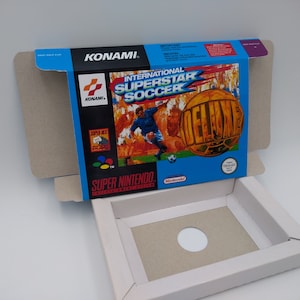 International Superstar Soccer Deluxe - NTSC or PAL - SNES - Replacement box with inner tray option - thick cardboard as in the original.