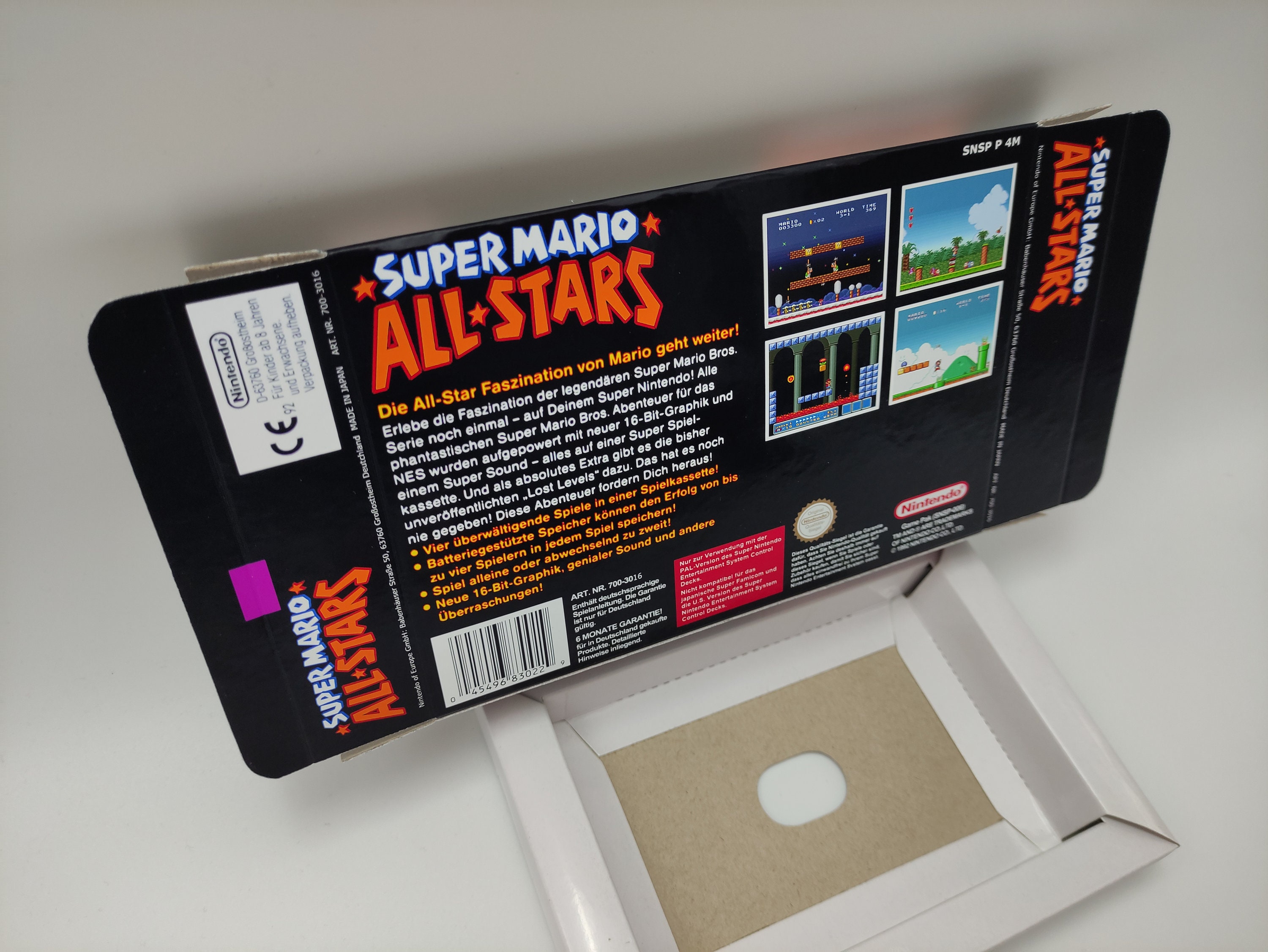 Super Mario All Stars NTSC or PAL Replacement Box, Manual, Inner