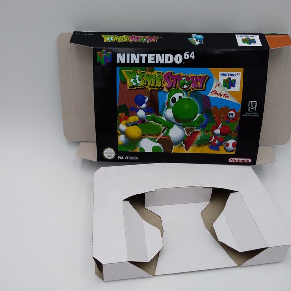 Yoshi's Story - Box with inner tray option - NTSC, PAL or Australian PAL - Nintendo 64 - thick cardboard as in the original. Top Quality!