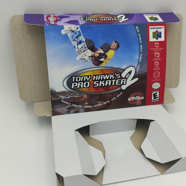 Tony Hawk's Pro Skater 2 - Box with inner tray option - PAL or NTSC - N64 - thick cardboard as in the original. Top Quality !!