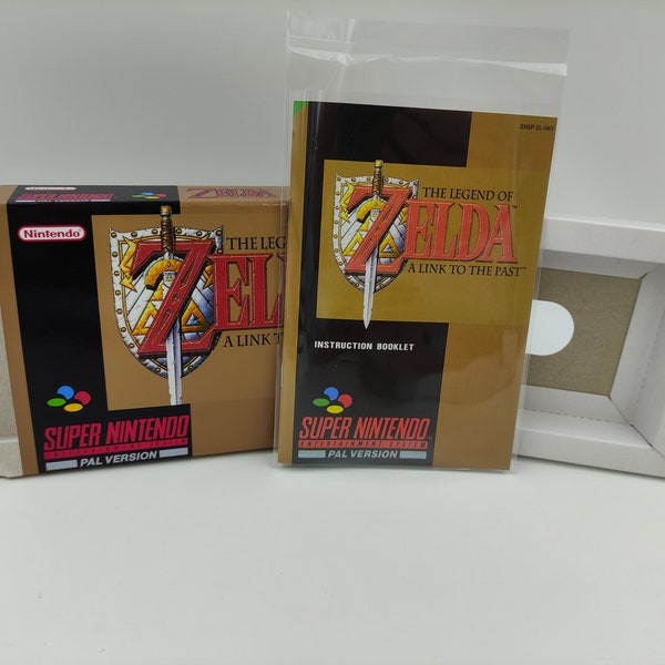 The Legend of Zelda a Link to The Past - Ersatzbox, Handbuch, inneres Tray - PAL,NTSC oder Japan Ntsc - SNES - dicker Karton.