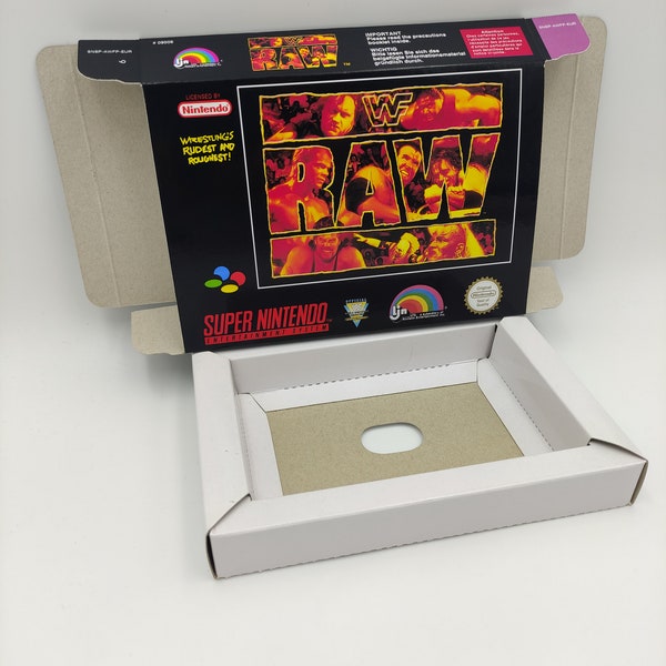 WWF Raw - PAL - Replacement box with inner tray option - SNES - thick cardboard as in the original. Top Quality !