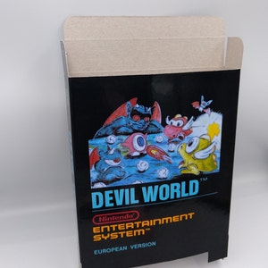 Devil World Replacement small Box, Dust Cover, Block PAL NES thick cardboard as in the original. HQ image 1