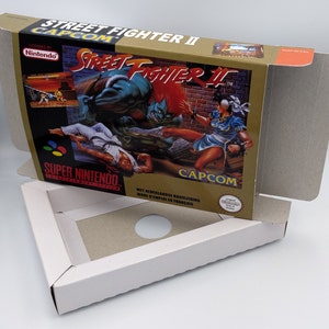 Street Fighter 2 - NTSC ou PAL - Boîte de remplacement avec option de plateau intérieur - SNES - Carton épais comme dans l'original. Qualité supérieure !!