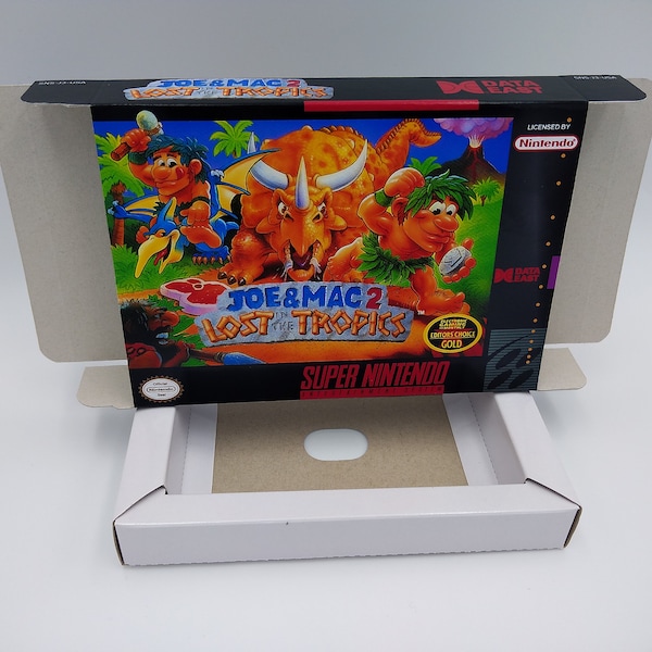 Joe and Mac 2: lost in Tropics - Replacement box with inner tray option - NTSC region - SNES - thick cardboard as in the original.