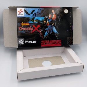 Castlevania Dracula X - PAL or NTSC - Replacement box with inner tray option - SNES - thick cardboard as in the original. Top Quality !