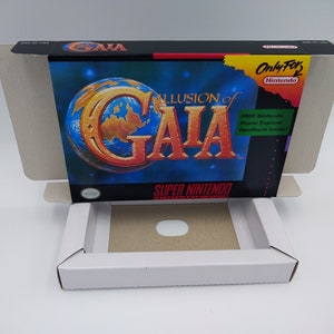 Illusion of Gaia/ Illusion of Time - NTSC of PAL - Vervangende doos met optie voor binnenlade - SNES - dik karton zoals in het origineel.