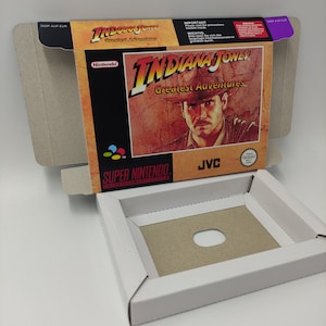 Indiana Jones Greatest Adventure: vervangende doos met binnenbak, PAL, SNES, dik karton.