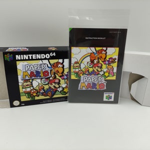 Paper Mario - vervangende doos, handleiding, binnenlade - PAL, Australische PAL of NTSC - N64 - dik karton zoals in het origineel.