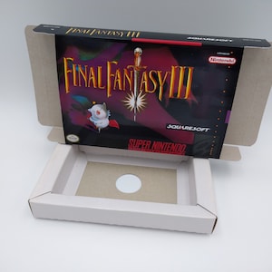 Final Fantasy III - Vervangende doos met optie voor binnenlade - SNES - dik karton zoals in het origineel. Topkwaliteit!