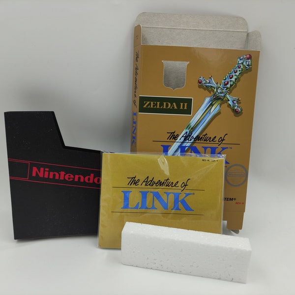 Zelda II The Adventure of Link - Replacement Box, Manual, Dust Cover, Block -  NES - Ntsc or Pal - Thick cardboard, HQ !!