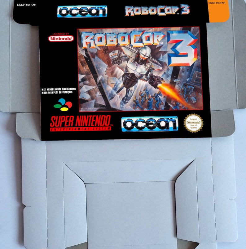 thick cardboard as in the original. SNES PAL -box with insert option Robocop 3