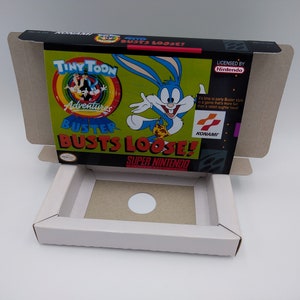 Tiny Toon Adventures: Buster Busts Los! - Vervangende doos met optie voor binnenlade - NTSC of PAL - SNES - dik karton zoals in het origineel