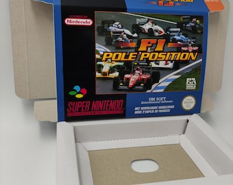 F1 Pole Position - Replacement Box with inner tray option - NTSC or PAL - Super Nintendo/ SNES- thick cardboard.