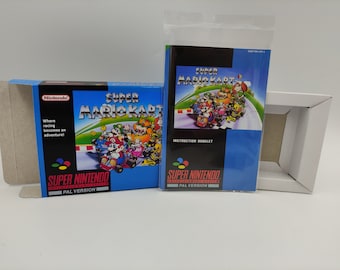 Super Mario Kart - Replacement Box, Manual, Inner Tray - PAL or NTSC Region - SNES- thick cardboard. Top Quality !
