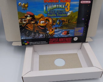 Donkey Kong Country 3 Dixie Kong Double trouble - PAL or NTSC - Replacement box with inner tray option - SNES - thick cardboard.
