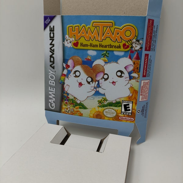 Hamtaro Ham Ham - Replacement box with inner tray option - GBA/ Game Boy Advance - thick cardboard as in the original. HQ!