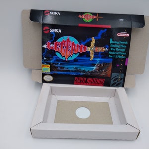 Legend - Replacement box with inner tray option - PAL or NTSC - SNES - thick cardboard as in the original. Top Quality !