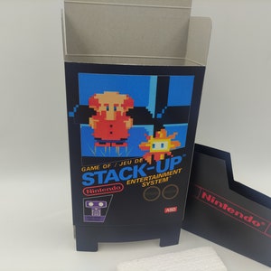 Stack-Up - Big Box - PAL - vervangende doos, stofkap, blok - NES - dik karton zoals in het origineel.