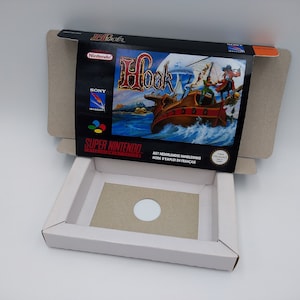 Hook - Replacement box with inner tray option - NTSC or PAL - SNES- thick cardboard.