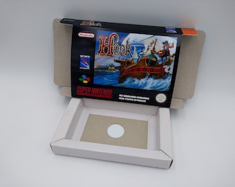 Hook - Replacement box with inner tray option - NTSC or PAL - Super Nintendo/ SNES- thick cardboard.