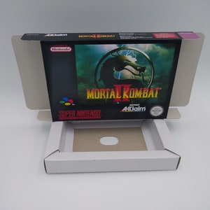 Mortal Kombat II - NTSC of PAL - vervangende doos met optie voor binnenlade - Snes - dik karton zoals in het origineel. Topkwaliteit !!