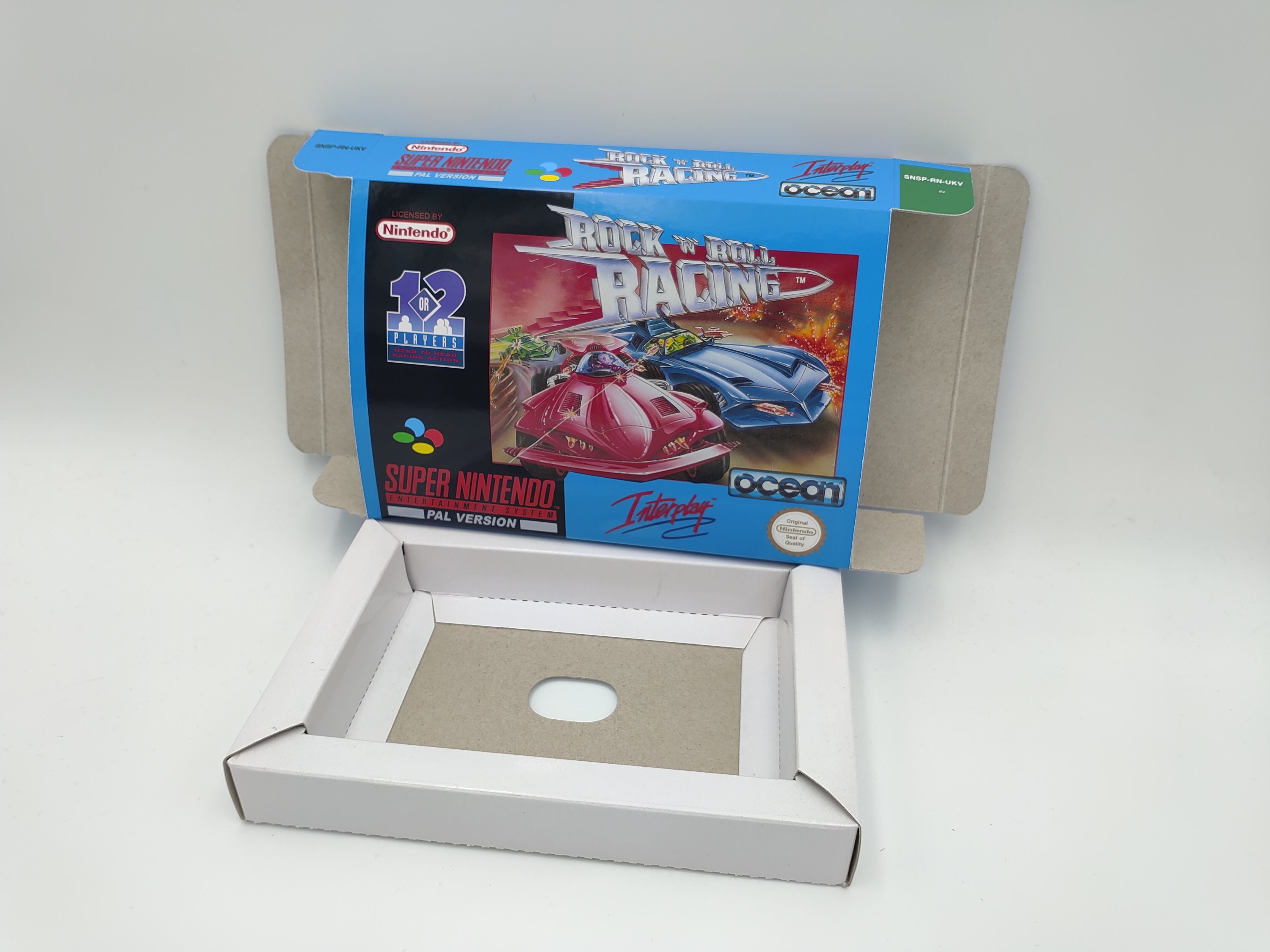 Rock 'N Racing - Replacement box with inner tray option - PAL or NTSC region - SNES - thick cardboard. Top Quality !