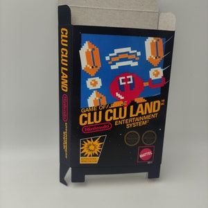 Clu Clu Land - Boîte de remplacement, cache anti-poussière, bloc - NES - PAL ou NTSC - carton épais comme dans l&#39;original. Qualité supérieure !