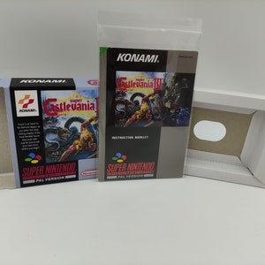Super Castlevania IV - vervangende doos, handleiding, binnenlade - PAL of NTSC - Snes - dik karton zoals in het origineel. Topkwaliteit!
