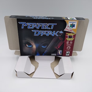 Perfect Dark - Doos met optie voor binnenlade - NTSC, PAL of Australian PAL - N64 - dik karton zoals in het origineel. Topkwaliteit !!