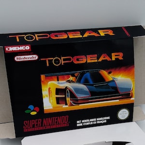 Top Gear - Replacement box with inner tray option - PAL or NTSC - SNES - thick cardboard as in the original. Top Quality !