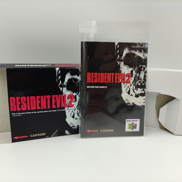 Resident Evil 2 - Boîte de rechange, manuel avec option de plateau intérieur - NTSC, PAL ou PAL australien - Nintendo 64/N64.