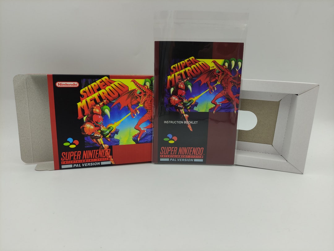 Super Metroid Replacement Box, Manual, Inner Tray PAL or NTSC
