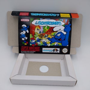 The Smurfs/Les Schtroumpfs - Vervangende doos met binnenbakoptie - SNES - dik karton.