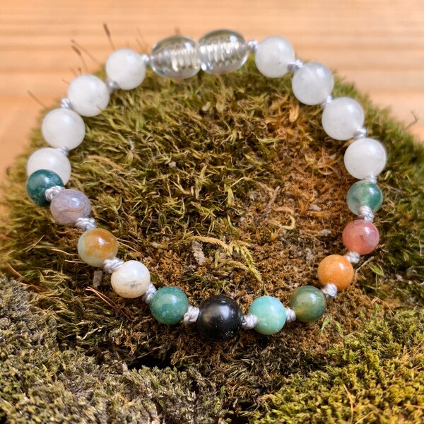 EMF Snow Quartz Kids Bracelet, EMF Bracelet, Girls Bracelet, Boys Bracelet, Agate Bracelet, Shungite Bracelet, EMF Protection