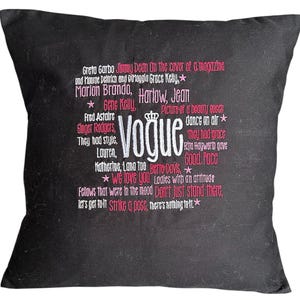 Embroidered Vogue Lyrics Cushion Cover
