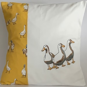 Duck & Geese, Embroidered, Cushion Cover, 14”, 16”, 18”, **Last One**, Gift Idea