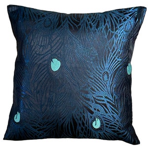 Peacock, Feather, Embroidered,  Cushion Cover, 12”, 14”, 16”, Mother’s Day Gift Idea
