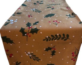 Christmas Woodland Foliage  Table Runner, 100% Cotton, three sizes available