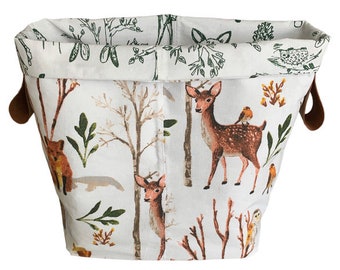 Woodland Animals, Fabric Basket, **Last One**, Gift Idea