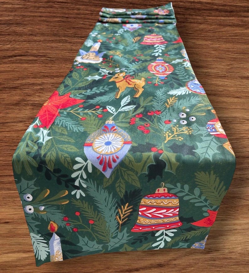 Estampado de adornos navideños, camino de mesa, 1 m, 1,5 m, 2 m x 30 cm imagen 8
