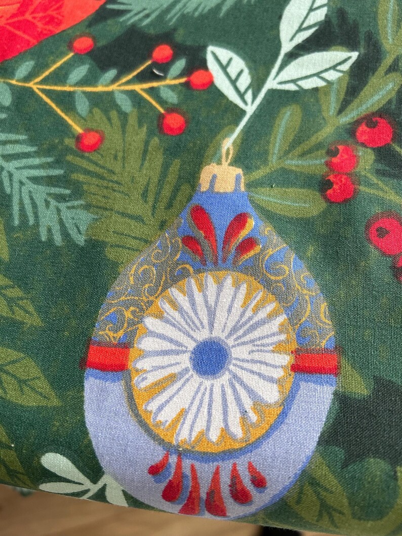 Estampado de adornos navideños, camino de mesa, 1 m, 1,5 m, 2 m x 30 cm imagen 2