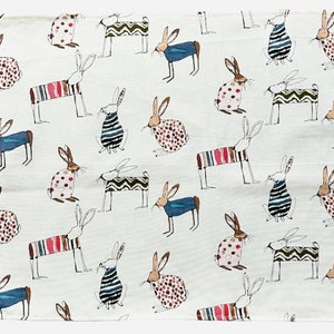 Hare, Rabbit Print, Tea Towel,  Dish Towel, 100% Cotton,  Gift idea