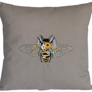 Stunning, Sunflower, Bee, Embroidered, Cushion Cover,  14”, 16”, 18”, **Last One**, Gift Idea