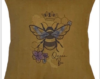 Gestickte Queen Bee Kissenbezug, 100% Baumwolle Kissenbezug