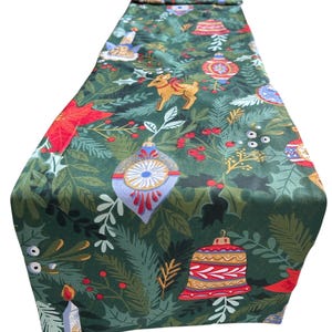 Estampado de adornos navideños, camino de mesa, 1 m, 1,5 m, 2 m x 30 cm imagen 1