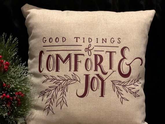 Good Tidings Pillow Cover Comfort And Joy Christmas Pillow Etsy