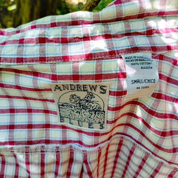Vintage 90s Cotton Plaid Sleeveless Shirt // UNIS… - image 2